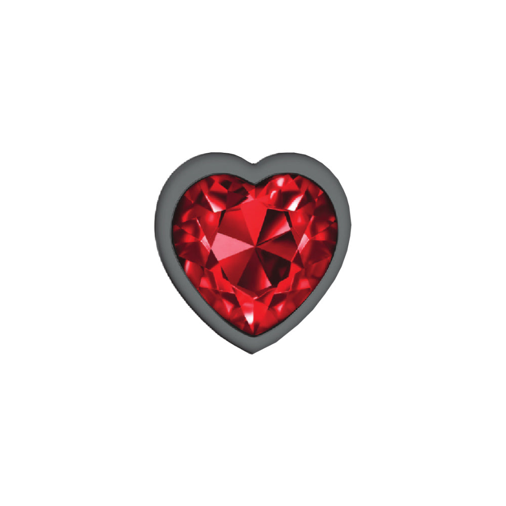 Deep Red Heart Gem Gunmetal Metal Plug - Sm