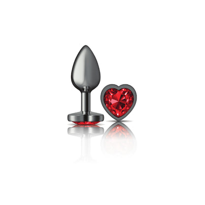 Deep Red Heart Gem Gunmetal Metal Plug - Sm
